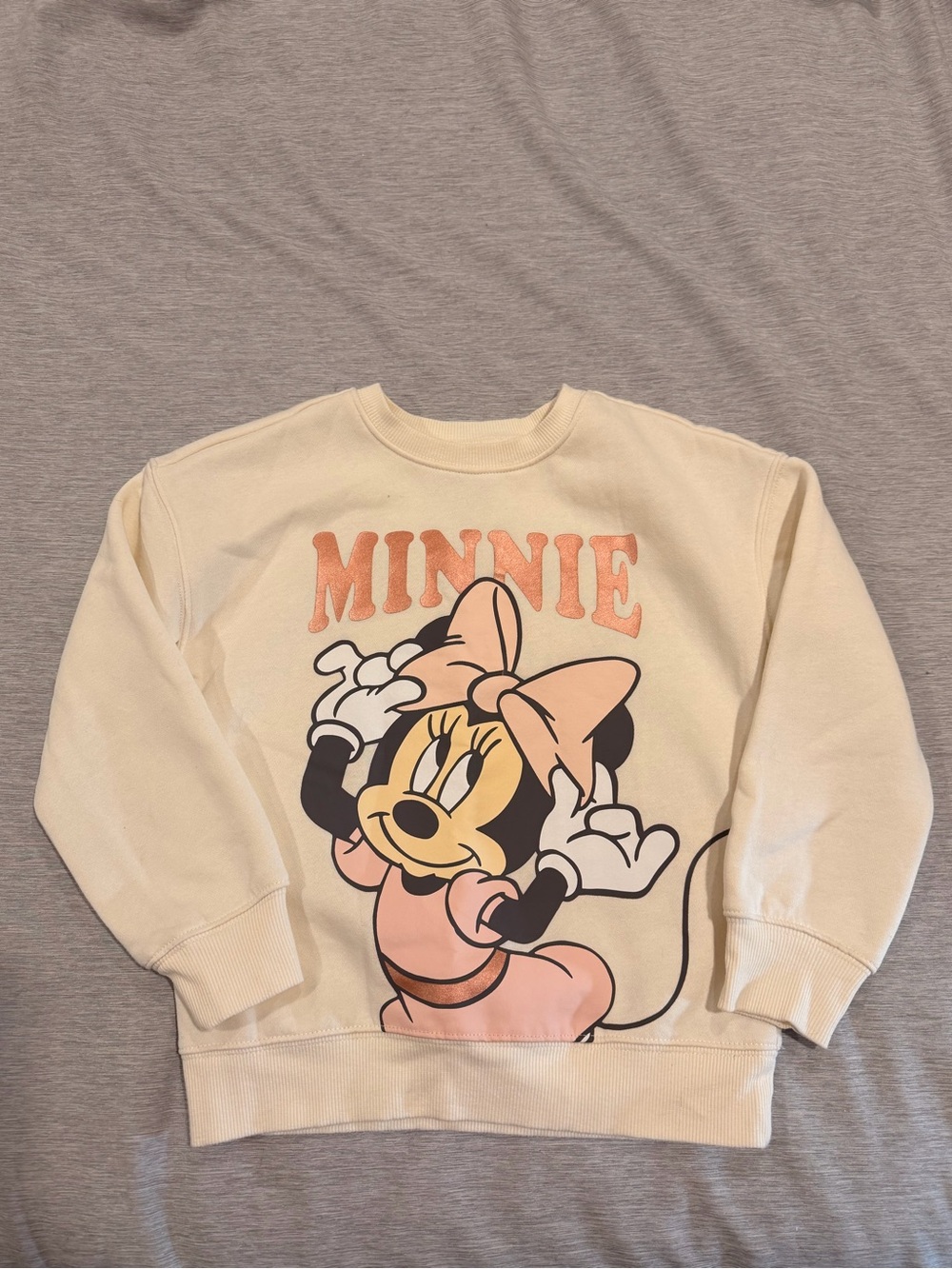 Disney Cream Minnie Mouse Graphic Sweatshirt with Pink Accents